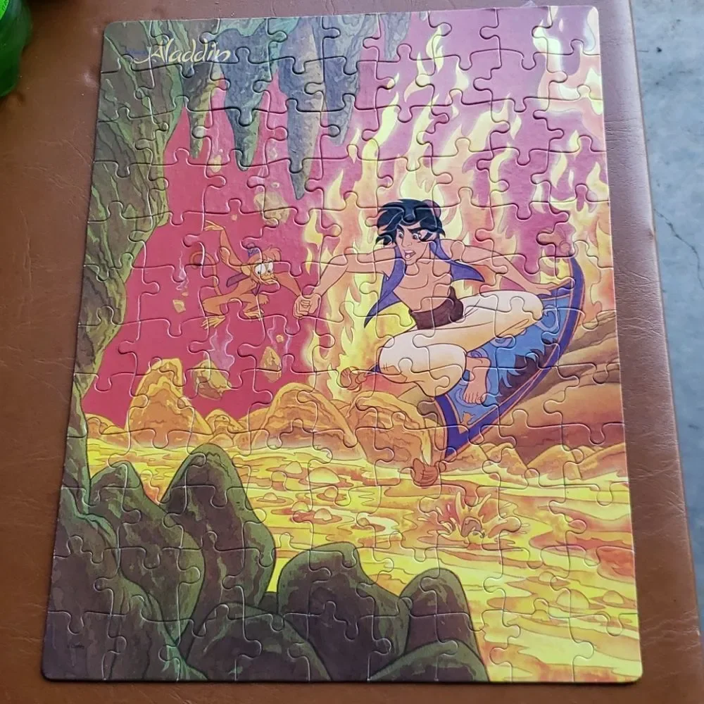 Lot of 2 Kids Vintage Jigsaw Puzzles - Aladdin and Rugrats
